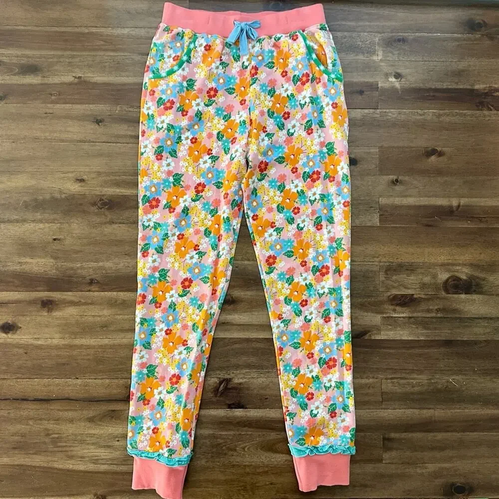 Wildflowers Best Day Ever Cartwheel Joggers Pink Blue Orange Green Floral 12